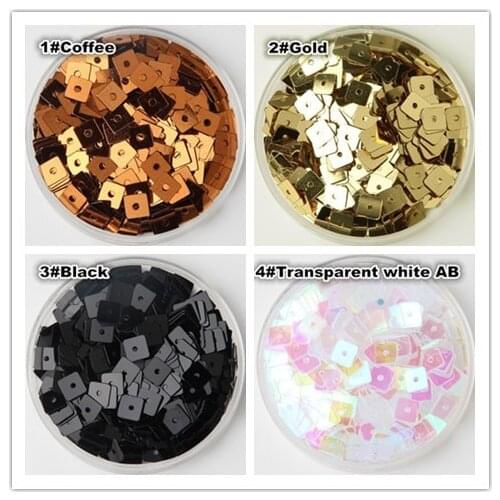 50g(4500pcs) 5mm Square Sequins Flat Loose Paillettes Sewing Craft Bag Fashion Accessories Middle Hole