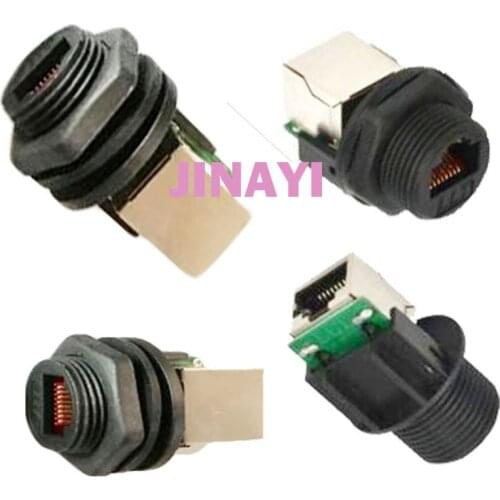 50pcs RJ45 Female Waterproof Panel Mount Socket IP68 Wire Connectors Panel Side M19 Connector Adapter