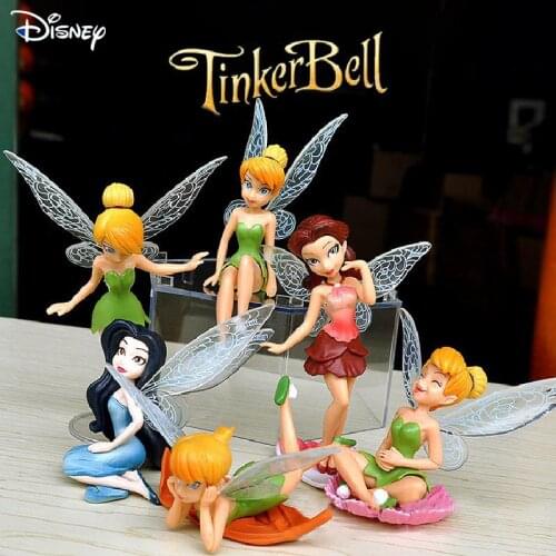 6pcs/lot Disney Tinkerbell Princess Toy Christmas Anime Action Figures Model Collection Dolls Christmas Gift For Children Girls