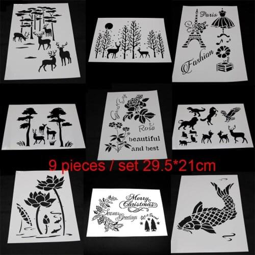 Rose Deer Painting Template Stencil Bullet Journal Scrapbook Coloring Embossing Album Decorative Office School Supplies Reusable