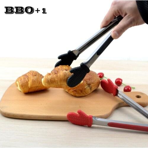 Barbecue Accessories Stainless steel Food Clip BBQ Tongs Silicone Locking Kitchen Tongs Cooking Salad Serving Food Tongs set