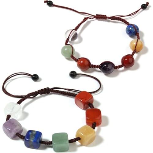 Reiki Natural Stone Charm Bracelet Tumbled Stone Polishing Rock Quartz Yoga Energy Bead Bracelet For Chakra Healing Decoration