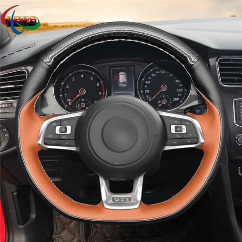 DIY Anti-Slip Wear-Resistant Steering Wheel Cover For Volkswagen Golf 7 GTI T-Roc Passat Tiguan Car Interior Decoration