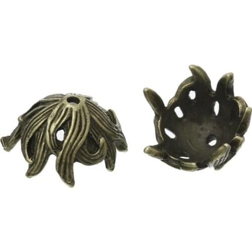 DoreenBeads Bead Caps Flower Antique Bronze(Fit 16mm Beads)16mm x 15mm,Hole:Approx 1.1mm,30PCs