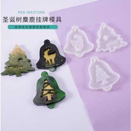 DIY Resin Crystal Epoxy Mould Listed Christmas Tree Elk Pendant Bag Decoration Resin Silicone Mould