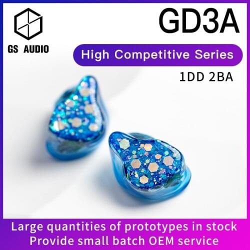 GS AUDIO GD3A 2BA+1DD Hybrid Driver HiFi In-Ear Earphones with 0.78 2pin Detachable Cable IEMs for Audiophiles Musician OEM IEM
