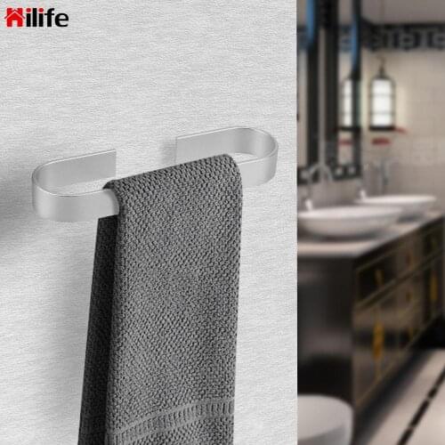 HILIFE No drilling Organizer Towel Holder Space Aluminum Wall Mounted Hanger Bathroom Towels Rack Hanger Kitchen Storage Rack