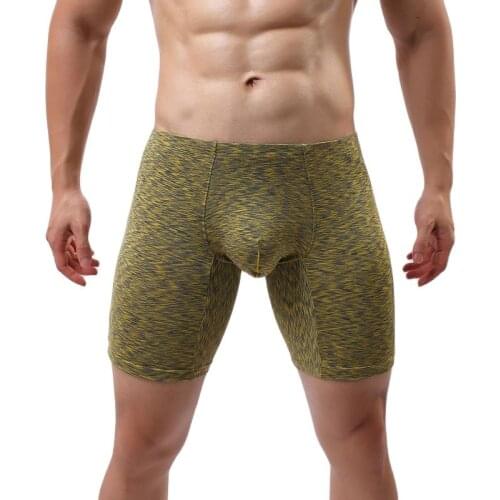 Camouflage Plus Size Solid U Convex Pouch Half-length Boxers Long Leg Underpants Sculpting Boxer Night Club Gay Wear
