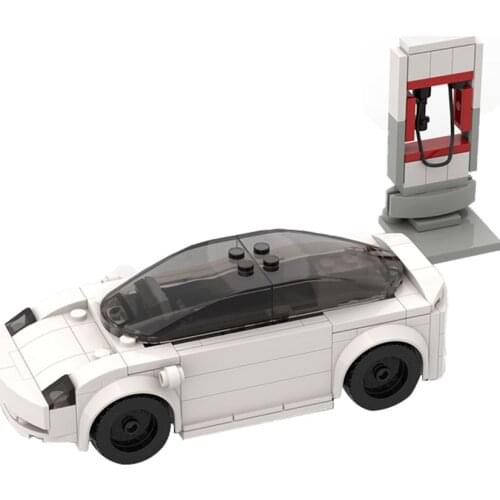 Building Blocks C7353 New Energy Car Medol 3 Electric Vehicles Assembling High-Tech Car DIY Model Set childrens Toys Best Gift