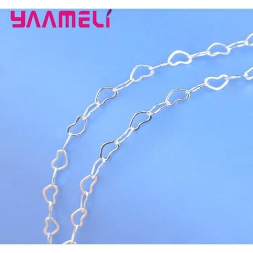 Korea Stylish Genuine 925 Sterling Silver Collar Heart Charms Design Necklace Chains Top Quality Valentiens Jewelry 18 /24 Inch