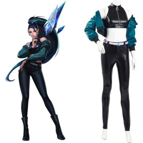 LOL KDA Kaisa Cosplay Costume Women Girls Jacket Coat Vest Pants Outfit Suit Halloween Carnival Party Costume