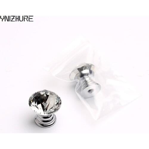 Kitchen Handles Top Brand 20mm 10pcs Door Knobs Crystal Diamond Glass Silver Drawer Cupboard Wardrobe Cabinet Furniture Handle
