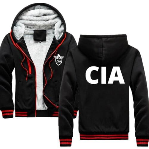 Men Zipper Hoodies Jacket USA CIA Hoodies Men Cool Thicken Winter Fashion Streetwear CIA Sweatshirt Pullover