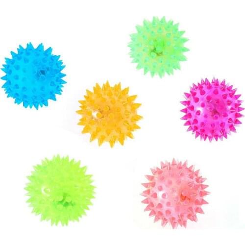 Flashing Light Up Lovely Dog Puppies Cat Pet Hedgehog Ball Rubber Bell Sound Ball Creative Funny Playing Toy For Pets Enjoyable