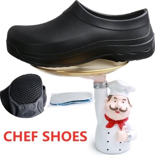 New Arrivals Kitchen Work Shoes Antiskid Waterproof Oil-Proof Cook Chef Shoes Slip-On Resistant Safety Shoes Clogs Size 36-45