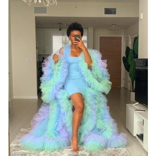Refreshing Mixed Color Tulle Party Dress 2021 Custom Made Layers Formal Evening Dresses robe soiree Prom Gowns for Women vestido