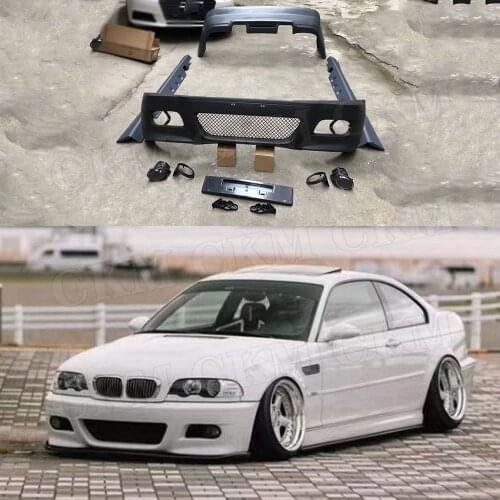 High Qualiy PP Unpainted Front Bumper Spoiler Rear Bumper Lip Side Skirts Aprons For BMW E46 M3 Style Body Kits