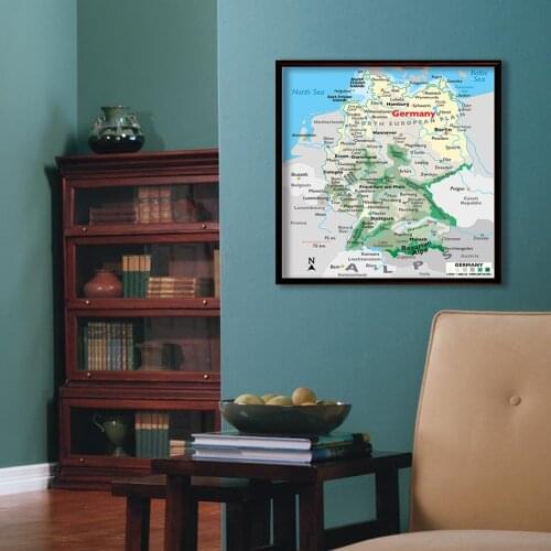 60*60cm Orographic Map of The Germany Wall Art Poster Canvas Painting Living Room Home Decoration Children School Supplies