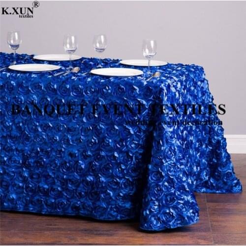 Rectangle Satin Rosette Table Cloth Wedding Tablecloth Colors Event Party Decoration