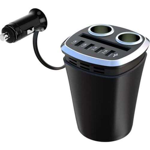 1 To 2 12v-24v Car Cigarette Lighter Socket Splitter Plug Multifunctional Cup Type Car Charger For Moible Phone GPS Separator