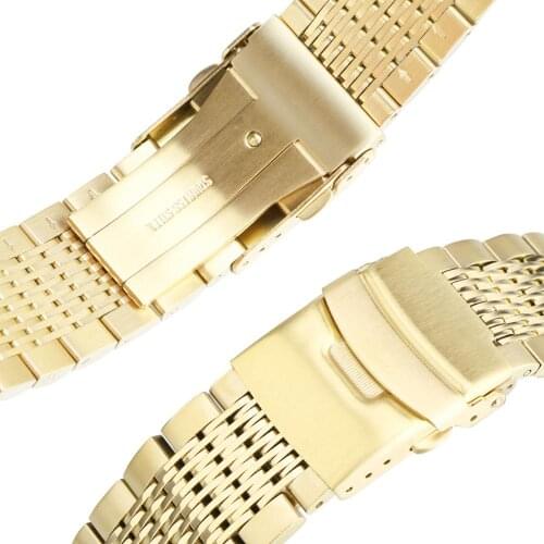 Exqusite Watch Bracelet Mens Watch Strap correa 22mm 20mm 18mm 24mm Stainless Steel Watch Band Luxurious Golden horloge bandjes