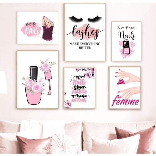 Lashes Nails Polish Salon Femme Beauty Wall Art Canvas Painting Nordic Posters And Prints Wall Pictures For Living Room Decor