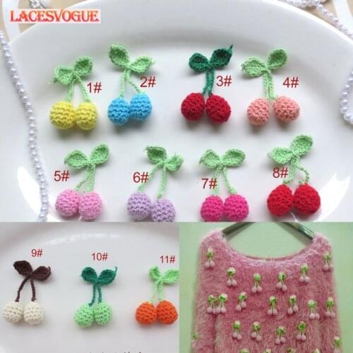 50PCS/lot Handmade woolen Yarn Crochet Knitted fruit applique Patchwork DIY needlework sewing accessories Cloth paste 381