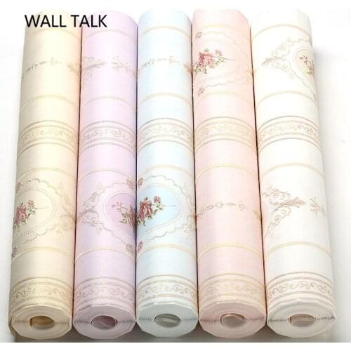 Modern Europe Style Florals Wallpapers Home Decoration Stripes Non Woven Wall Paper For Living Room Bedroom
