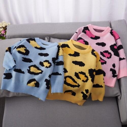 Christmas Clothes For Baby Girl Cute Leopard Kids Girls Sweaters High Quality Girls Children Knitted Pullover Spring Winter