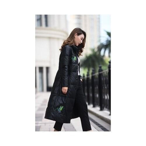 Plus 3XL Size Winter Real sheepskin leather Jakcet Women 2020 Long Stand Collar Down Warm Jacket Female Outwear LX1136