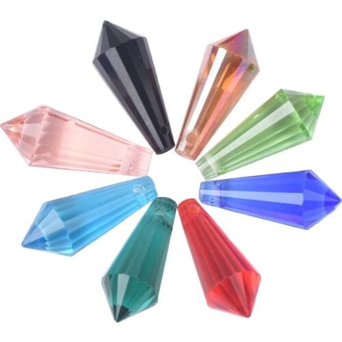 10pcs 20x8mm Teardrop Bicone Prism Faceted Crystal Glass Loose Crafts Pendants Beads lot for DIY Jewelry Making Findings