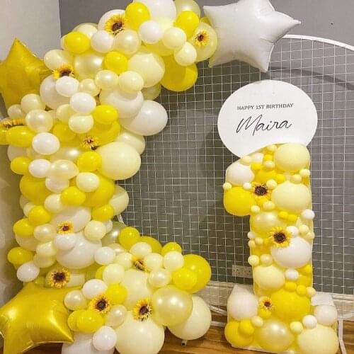 130pcs Yellow White Balloon Garland Arch Kit Baby Shower Birthday Party Decoration Summer Party Backgound Home Decor Globos