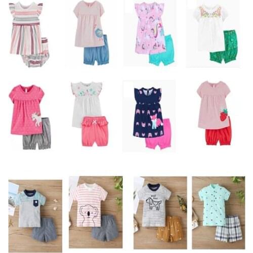 Baby Girl Summer Clothes Sets Short Sleeve Print Cartoon T-shirt+Shorts Toddler Infant Kids Boy Outfit Newborn 2021 2pcs Cotton