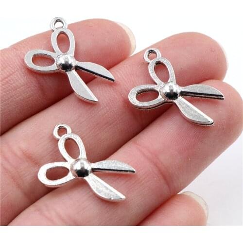 22x12mm 20pcs/lot Antique Silver Plated Scissors Style Handmade Charms Pendant:DIY for bracelet necklace-P4-48