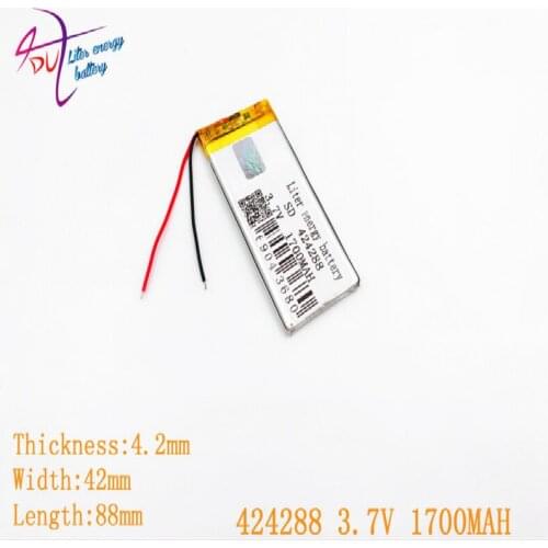 3.7V 1700mAh 424288 404090 Lithium Polymer Li-Po li ion Rechargeable Battery For Mp3 MP4 MP5 GPS mobile bluetooth