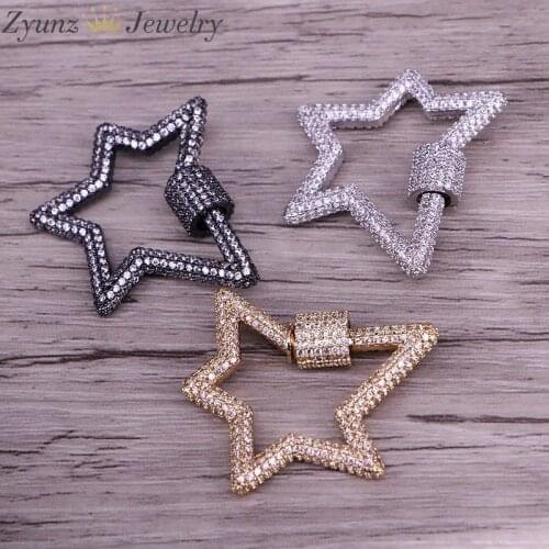 3PCS, Star Jewelry Clasps Lock Carabiner Micro Pave CZ Copper Connector Clasp For Necklace Jewelry Making