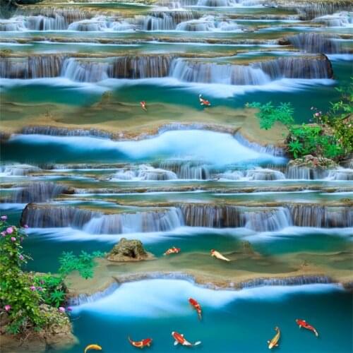 Wellyu Flowing Water Faience Wonderland Waterfall 3D Flooring Customization Large-scale Mural 3D Wallpaper papel de parede