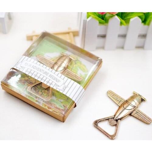 50pcs/lot Antique Air Plane Airplane Shape Wine Beer Bottle Opener Metal Openers For Wedding Party Gift Favors