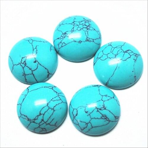 12pcs nature blue turquoisEe stone cabochons beads cabs no hole round shape 20mm blue white red colors free shipping