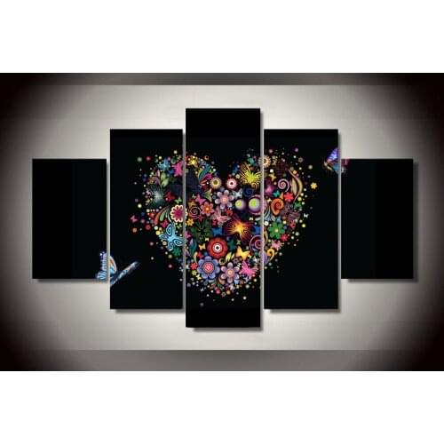 Abstract Artwork Heart And Butterfly Canvas Wall Art Print Poster Living Room Decoration Wedding Decor Painting Pictures