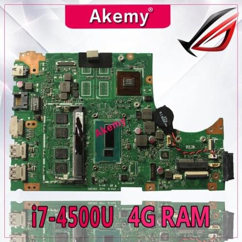 Akemy S451LN Laptop motherboard 4G RAM i7-4500U For Asus S451 S451L V451 V451L S451LN S451LB Test mainboard S451LN motherboard