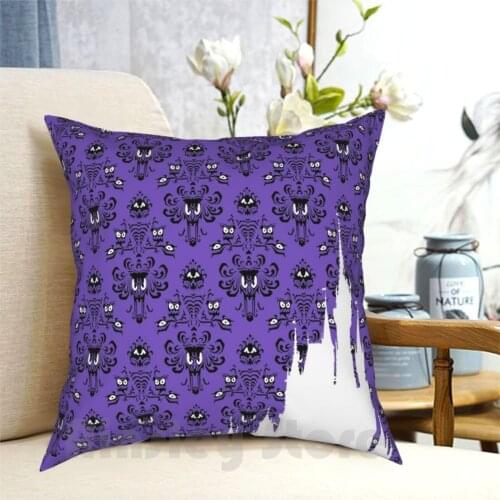 Magic Castle Silhouette Haunted Mansion Wallpaper Pillow Case Printed Home Soft Throw Pillow World Haunted Mansion
