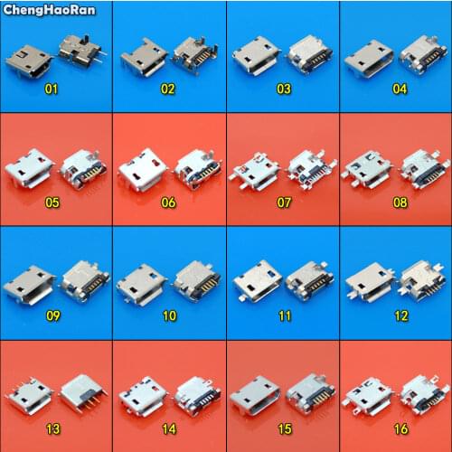 ChengHaoRan 10pcs Micro USB 5Pin jack tail,Mini Micro Usb Connector v8 port charging socket for Samsung Lenovo Huawei ZTE HTC