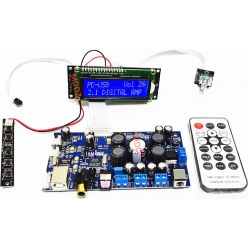 Pure digital power amplifier board with coaxial optical USB input 2.1/2.0 mode 50W+50w or 25W+25W