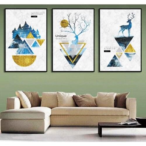 Living Room Decoration Painting Nordic Style Sofa Background Wall Painting Triptych Bedroom Bedside Painting Canvas Frameless