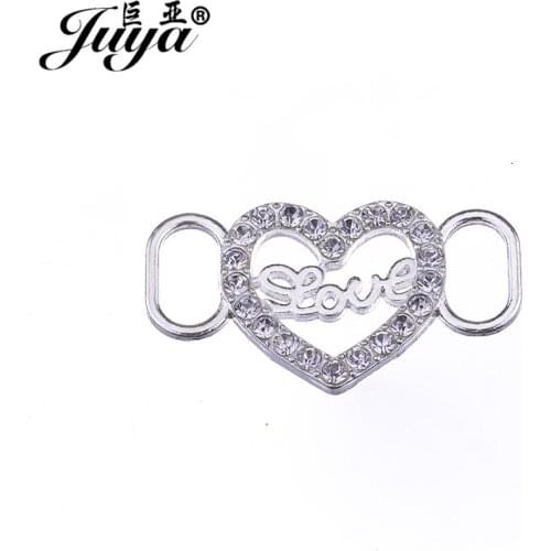 JUYA Cheap connectors for jewelry making 35x20mm seove alphabet heart shape bracelet handmede accessories with rhinestone CR0049