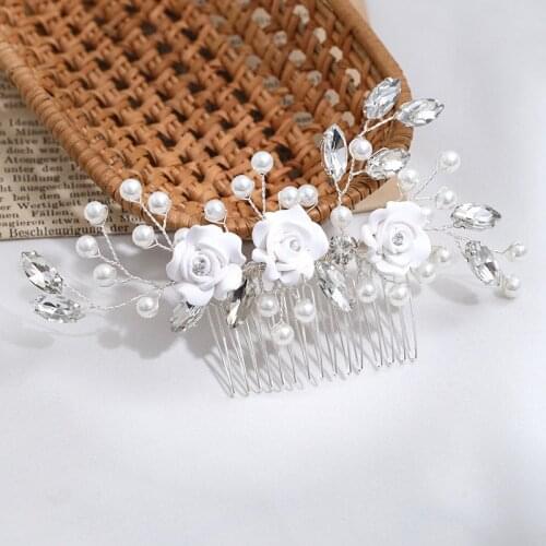 GETNOIVAS Handmade Silver Color Flower Hair Pin Hair Women Hair Combs Bride Wedding Hair Comb Hair Jewelry Accessory SL
