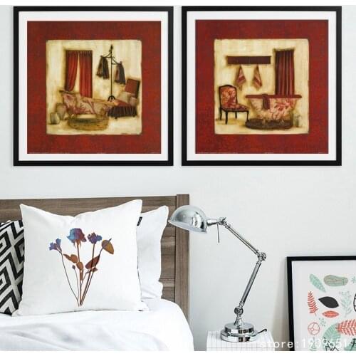 Cotton no frame pastoral cartoon bathroom canvas printings oil painting printed on cotton home wall art decoration pictures