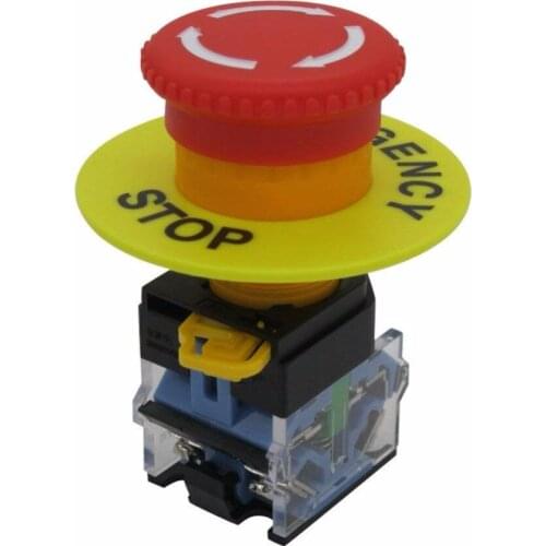 TWTADE/AC 440V 10A Red Mushroom Emergency Stop Push Button Switch 22mm NO NC -Quality assurance for 3 years