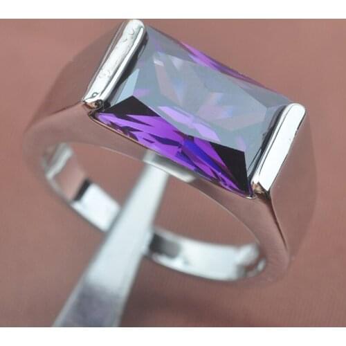 Classic Purple Cubic Zirconia Stamped Silver Plated For Women Jewelry Rings Free Shipping Size 6 7 8 9 SA025